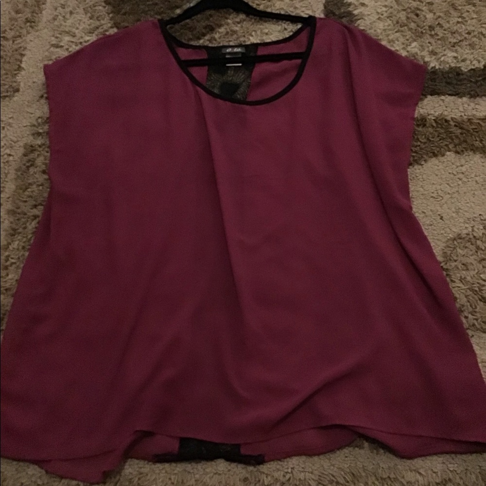 Magenta Short Sleeve with Lace Trim